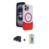 MARSİLYAN™- iPhone 15 Pro Max Kılıf Kozmos Form Özel Seri - Siyah Polymer Nano Ekran Koruyucu + Raze Metal Kamera Lens - LT