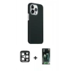 MARSİLYAN™- iPhone 15 Pro Max Kılıf Kozmos Klasik Prime - Şeffaf 360 Full Body Arka Koruyucu + PVD Metal Kamera Lens - LT