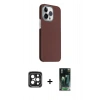 MARSİLYAN™- iPhone 15 Pro Max Kılıf Kozmos Klasik Prime - Şeffaf 360 Full Body Arka Koruyucu + Siyah PVD Metal Kamera Lens