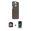 MARSİLYAN™- iPhone 15 Pro Max Kılıf Kozmos Klasik Prime - Şeffaf 360 Full Body Arka Koruyucu + PVD Metal Kamera Lens - TU