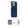MARSİLYAN™- iPhone 15 Pro Max Kılıf Kozmos Klasik Prime - Şeffaf Pasifik Cam Ekran Koruyucu + PVD Metal Kamera Lens - LT