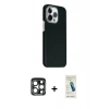 MARSİLYAN™- iPhone 15 Pro Max Kılıf Kozmos Klasik Prime - Şeffaf Pasifik Cam Ekran Koruyucu + PVD Metal Kamera Lens - LT
