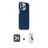 MARSİLYAN™- iPhone 15 Pro Max Kılıf Kozmos Klasik Prime - Şeffaf Pasifik Cam Ekran Koruyucu + PVD Metal Kamera Lens - GI
