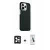 MARSİLYAN™- iPhone 15 Pro Max Kılıf Kozmos Klasik Prime - Şeffaf Pasifik Cam Ekran Koruyucu + PVD Metal Kamera Lens - SH