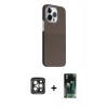 MARSİLYAN™- iPhone 15 Pro Max Kılıf Kozmos Klasik Prime - Siyah 360 Mat Full Body Arka Koruyucu + PVD Metal Kamera Lens - GI