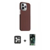MARSİLYAN™- iPhone 15 Pro Max Kılıf Kozmos Klasik Prime - Siyah 360 Mat Full Body Arka Koruyucu + PVD Metal Kamera Lens - GI