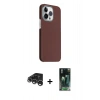 MARSİLYAN™- iPhone 15 Pro Max Kılıf Kozmos Klasik Prime - Siyah 360 Mat Full Body Arka Koruyucu + Gümüş Raze Metal Kamera Lens