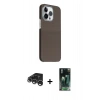 MARSİLYAN™- iPhone 15 Pro Max Kılıf Kozmos Klasik Prime - Siyah 360 Mat Full Body Arka Koruyucu + Gümüş Raze Metal Kamera Lens