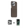 MARSİLYAN™- iPhone 15 Pro Max Kılıf Kozmos Klasik Prime - Siyah 360 Mat Full Body Arka Koruyucu + PVD Metal Kamera Lens - LT