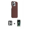 MARSİLYAN™- iPhone 15 Pro Max Kılıf Kozmos Klasik Prime - Siyah 360 Mat Full Body Arka Koruyucu + PVD Metal Kamera Lens - LT