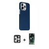 MARSİLYAN™- iPhone 15 Pro Max Kılıf Kozmos Klasik Prime - Siyah 360 Mat Full Body Arka Koruyucu + PVD Metal Kamera Lens - LT