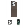 MARSİLYAN™- iPhone 15 Pro Max Kılıf Kozmos Klasik Prime - Siyah 360 Mat Full Body Arka Koruyucu + PVD Metal Kamera Lens - GS
