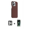 MARSİLYAN™- iPhone 15 Pro Max Kılıf Kozmos Klasik Prime - Siyah 360 Mat Full Body Arka Koruyucu + PVD Metal Kamera Lens - GS
