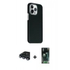 MARSİLYAN™- iPhone 15 Pro Max Kılıf Kozmos Klasik Prime - Siyah 360 Mat Full Body Arka Koruyucu + Raze Metal Kamera Lens - LT
