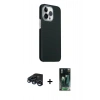 MARSİLYAN™- iPhone 15 Pro Max Kılıf Kozmos Klasik Prime - Siyah 360 Mat Full Body Arka Koruyucu + Raze Metal Kamera Lens - LT