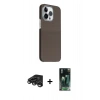 MARSİLYAN™- iPhone 15 Pro Max Kılıf Kozmos Klasik Prime - Siyah 360 Mat Full Body Arka Koruyucu + Titanyum Gri Raze Metal Kamera Lens