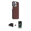 MARSİLYAN™- iPhone 15 Pro Max Kılıf Kozmos Klasik Prime - Siyah 360 Mat Full Body Arka Koruyucu + Titanyum Gri Raze Metal Kamera Lens