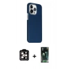 MARSİLYAN™- iPhone 15 Pro Max Kılıf Kozmos Klasik Prime - Siyah 360 Mat Full Body Arka Koruyucu + PVD Metal Kamera Lens - TU