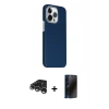 MARSİLYAN™- iPhone 15 Pro Max Kılıf Kozmos Klasik Prime - Siyah 3D Antistatik Hayalet Cam Ekran Koruyucu + Raze Metal Kamera Lens - GS