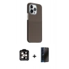 MARSİLYAN™- iPhone 15 Pro Max Kılıf Kozmos Klasik Prime - Siyah 3D Antistatik Hayalet Cam Ekran Koruyucu + PVD Metal Kamera Lens - TU
