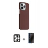 MARSİLYAN™- iPhone 15 Pro Max Kılıf Kozmos Klasik Prime - Siyah 3D Antistatik Hayalet Cam Ekran Koruyucu + PVD Metal Kamera Lens - GS