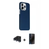 MARSİLYAN™- iPhone 15 Pro Max Kılıf Kozmos Klasik Prime - Siyah 3D Antistatik Hayalet Cam Ekran Koruyucu + Raze Metal Kamera Lens - LT
