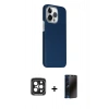 MARSİLYAN™- iPhone 15 Pro Max Kılıf Kozmos Klasik Prime - Siyah 3D Antistatik Hayalet Cam Ekran Koruyucu + PVD Metal Kamera Lens - SH
