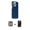 MARSİLYAN™- iPhone 15 Pro Max Kılıf Kozmos Klasik Prime - Siyah 3D Antistatik Hayalet Cam Ekran Koruyucu + PVD Metal Kamera Lens - LT