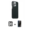 MARSİLYAN™- iPhone 15 Pro Max Kılıf Kozmos Klasik Prime - Siyah 3D Antistatik Hayalet Cam Ekran Koruyucu + PVD Metal Kamera Lens - GS
