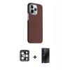 MARSİLYAN™- iPhone 15 Pro Max Kılıf Kozmos Klasik Prime - Siyah 3D Antistatik Hayalet Cam Ekran Koruyucu + PVD Metal Kamera Lens - LT