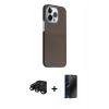 MARSİLYAN™- iPhone 15 Pro Max Kılıf Kozmos Klasik Prime - Siyah 3D Antistatik Hayalet Cam Ekran Koruyucu + Raze Metal Kamera Lens - SH