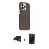 MARSİLYAN™- iPhone 15 Pro Max Kılıf Kozmos Klasik Prime - Siyah 3D Antistatik Hayalet Cam Ekran Koruyucu + Raze Metal Kamera Lens - GS