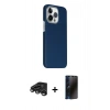 MARSİLYAN™- iPhone 15 Pro Max Kılıf Kozmos Klasik Prime - Siyah 3D Antistatik Hayalet Cam Ekran Koruyucu + Raze Metal Kamera Lens - TMGI