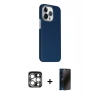 MARSİLYAN™- iPhone 15 Pro Max Kılıf Kozmos Klasik Prime - Siyah 3D Antistatik Hayalet Cam Ekran Koruyucu + PVD Metal Kamera Lens - GS