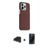 MARSİLYAN™- iPhone 15 Pro Max Kılıf Kozmos Klasik Prime - Siyah 3D Antistatik Hayalet Cam Ekran Koruyucu + Raze Metal Kamera Lens - TMGI