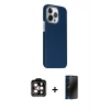 MARSİLYAN™- iPhone 15 Pro Max Kılıf Kozmos Klasik Prime - Siyah 3D Antistatik Hayalet Cam Ekran Koruyucu + PVD Metal Kamera Lens - TU