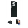 MARSİLYAN™- iPhone 15 Pro Max Kılıf Kozmos Klasik Prime - Siyah 3D Antistatik Mat Seramik Nano Ekran Koruyucu + Raze Metal Kamera Lens - LT