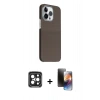 MARSİLYAN™- iPhone 15 Pro Max Kılıf Kozmos Klasik Prime - Siyah 3D Antistatik Mat Seramik Nano Ekran Koruyucu + Siyah PVD Metal Kamera Lens