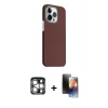 MARSİLYAN™- iPhone 15 Pro Max Kılıf Kozmos Klasik Prime - Siyah 3D Antistatik Mat Seramik Nano Ekran Koruyucu + PVD Metal Kamera Lens - GS