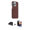 MARSİLYAN™- iPhone 15 Pro Max Kılıf Kozmos Klasik Prime - Siyah 3D Antistatik Mat Seramik Nano Ekran Koruyucu + Raze Metal Kamera Lens - GS