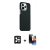 MARSİLYAN™- iPhone 15 Pro Max Kılıf Kozmos Klasik Prime - Siyah 3D Antistatik Mat Seramik Nano Ekran Koruyucu + Siyah PVD Metal Kamera Lens