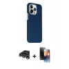 MARSİLYAN™- iPhone 15 Pro Max Kılıf Kozmos Klasik Prime - Siyah 3D Antistatik Mat Seramik Nano Ekran Koruyucu + Raze Metal Kamera Lens - GS