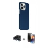 MARSİLYAN™- iPhone 15 Pro Max Kılıf Kozmos Klasik Prime - Siyah 3D Antistatik Mat Seramik Nano Ekran Koruyucu + Raze Metal Kamera Lens - LT