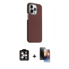 MARSİLYAN™- iPhone 15 Pro Max Kılıf Kozmos Klasik Prime - Siyah 3D Antistatik Mat Seramik Nano Ekran Koruyucu + PVD Metal Kamera Lens - TU
