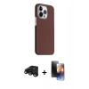 MARSİLYAN™- iPhone 15 Pro Max Kılıf Kozmos Klasik Prime - Siyah 3D Antistatik Mat Seramik Nano Ekran Koruyucu + Raze Metal Kamera Lens - SH