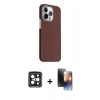 MARSİLYAN™- iPhone 15 Pro Max Kılıf Kozmos Klasik Prime - Siyah 3D Antistatik Mat Seramik Nano Ekran Koruyucu + Siyah PVD Metal Kamera Lens