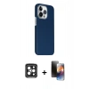 MARSİLYAN™- iPhone 15 Pro Max Kılıf Kozmos Klasik Prime - Siyah 3D Antistatik Mat Seramik Nano Ekran Koruyucu + Siyah PVD Metal Kamera Lens