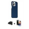 MARSİLYAN™- iPhone 15 Pro Max Kılıf Kozmos Klasik Prime - Siyah 3D Antistatik Mat Seramik Nano Ekran Koruyucu + Raze Metal Kamera Lens - SH