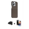 MARSİLYAN™- iPhone 15 Pro Max Kılıf Kozmos Klasik Prime - Siyah 3D Antistatik Mat Seramik Nano Ekran Koruyucu + Raze Metal Kamera Lens - SH