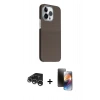 MARSİLYAN™- iPhone 15 Pro Max Kılıf Kozmos Klasik Prime - Siyah 3D Antistatik Mat Seramik Nano Ekran Koruyucu + Raze Metal Kamera Lens - GS